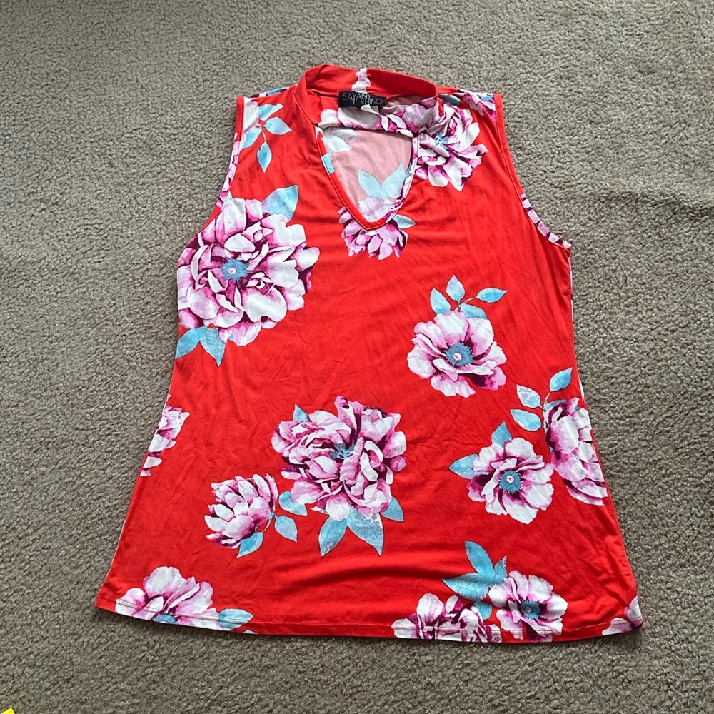 Say anything floral sleeveless top size XL